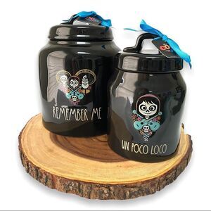 Rae Dunn x Disney Pixar CoCo Black Ceramic Canisters  Medium and Large New